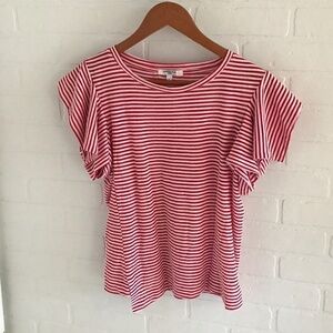 Sweewë Paris Women’s Marinière White Red Flounce Sleeve Size L